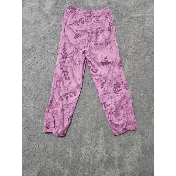 Anthropologie Purple with Dark Purple Floral Patterned High Rise Pants - Picture 8 of 9